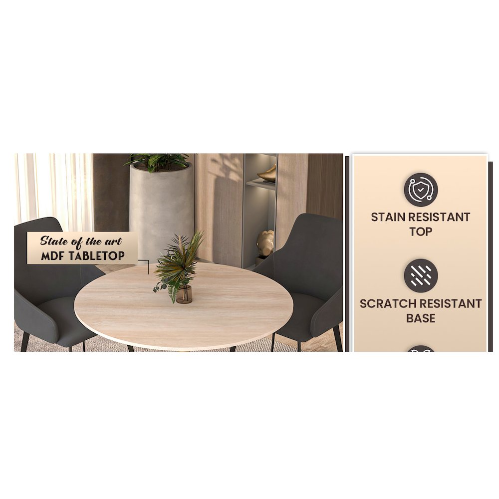Bristol 31" round dining table Gold base with marbled MDF top. Picture 10