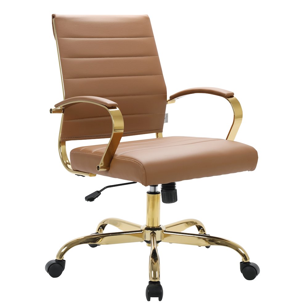 Benmar Home Leather Office Chair With Gold Frame. Picture 2