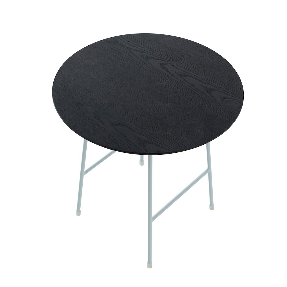 Rossmore Mid Century Modern Round Side Table With White Steel Frame. Picture 17