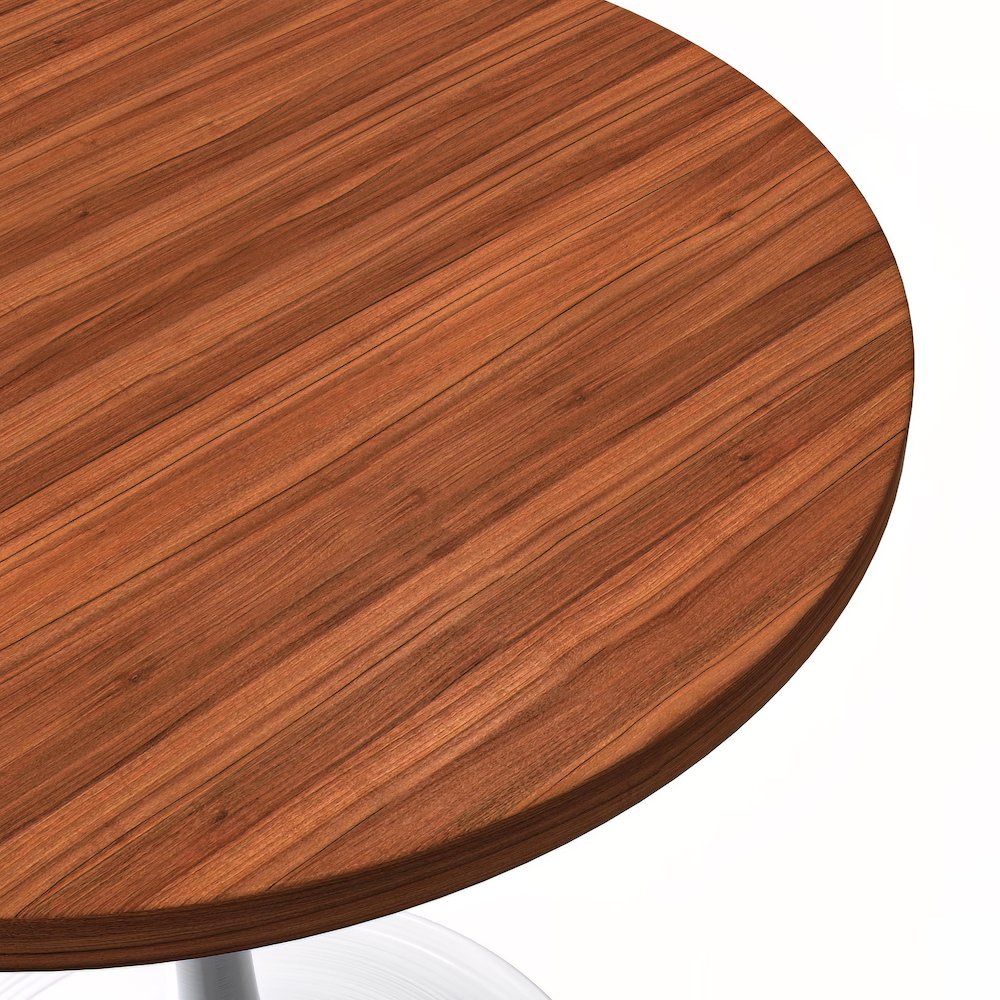 Verve Collection 27 Round Dining Table, White Base with Cognac Brown MDF Top. Picture 7