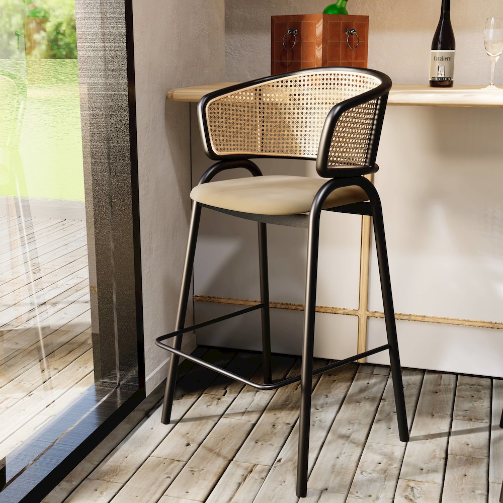 Ervilla Wicker Bar Stool Set of 2. Picture 5