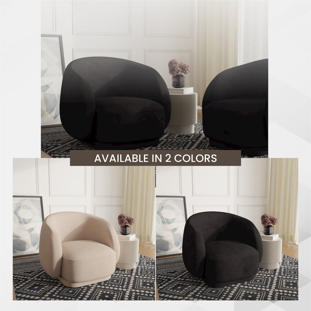 Faze Collection Modern Single Seater Sofa in Black Velvet. Picture 4