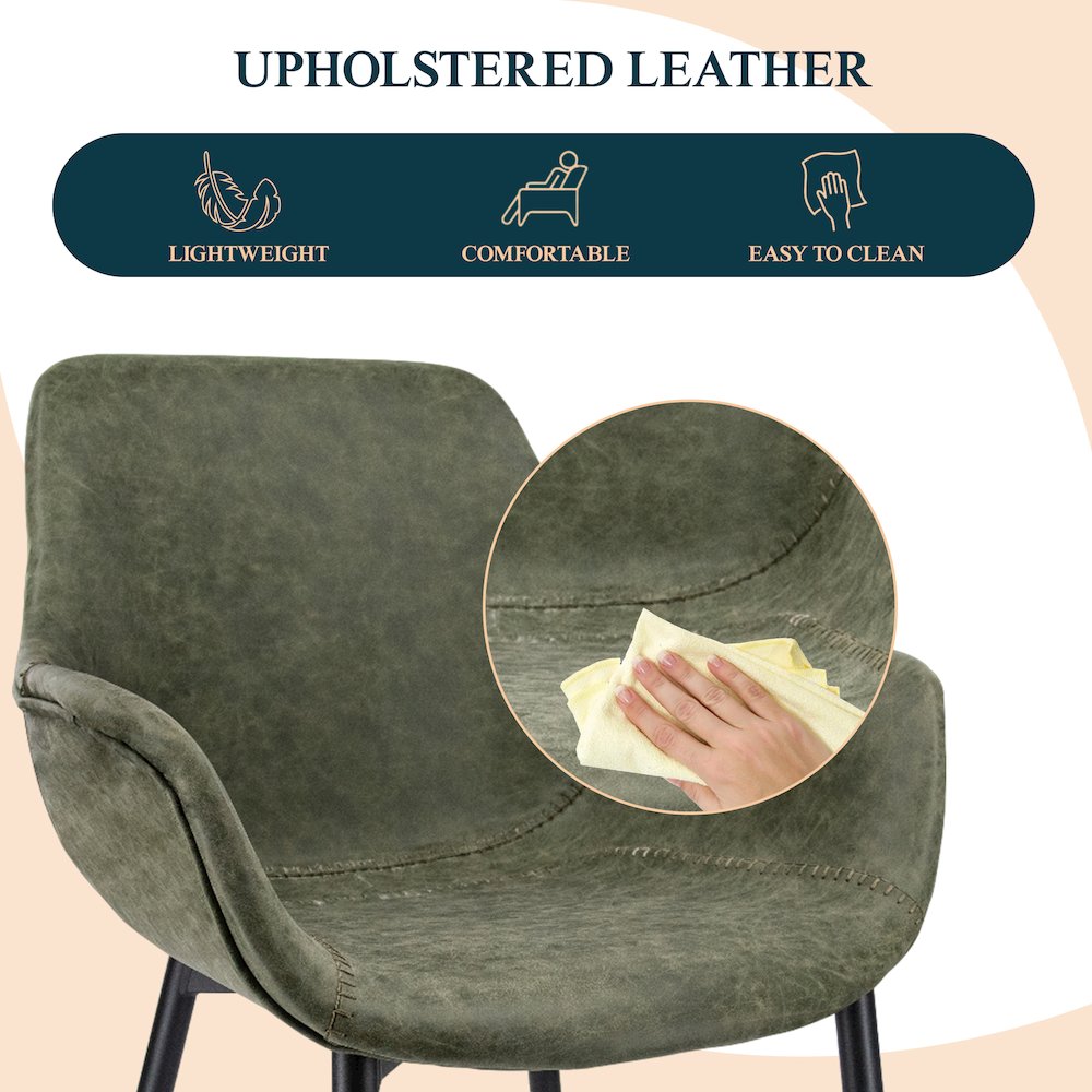 Markley Modern Leather Dining Arm Chair With Metal Legs Set of 2. Picture 3