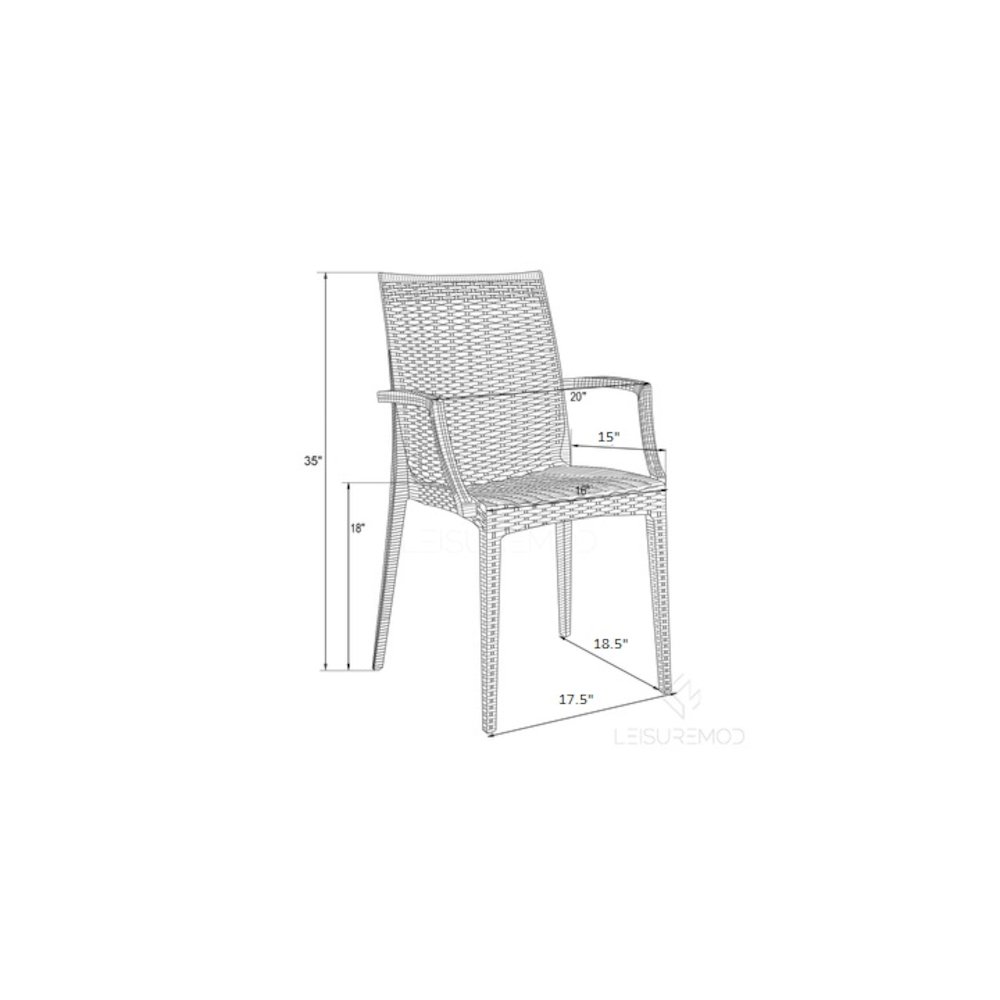 Weave Mace Indoor/Outdoor Chair (With Arms), Set of 2. Picture 9