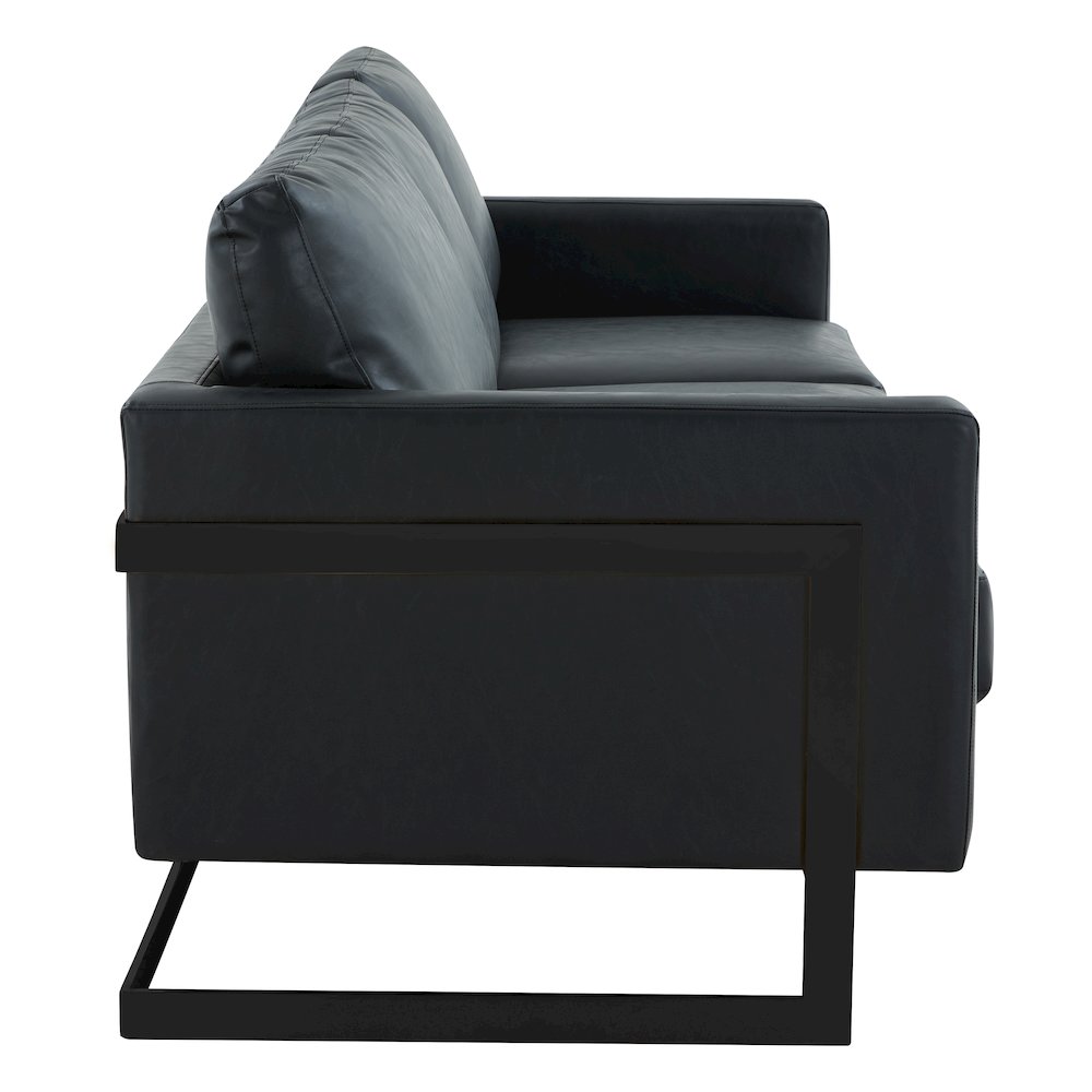 Lincoln Black Leather Sofa With Black Frame. Picture 7