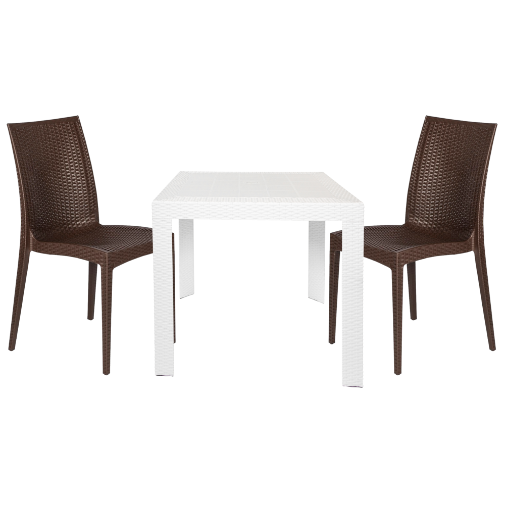 Mace 3-Piece Outdoor Dining Set with Plastic Square Table. Picture 1