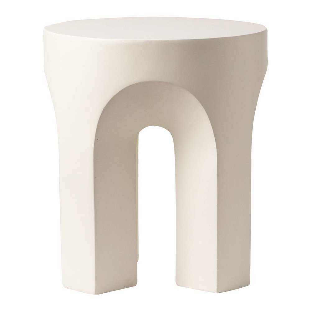 Crus Collection Fiberglass Outdoor Side Table in White. Picture 13