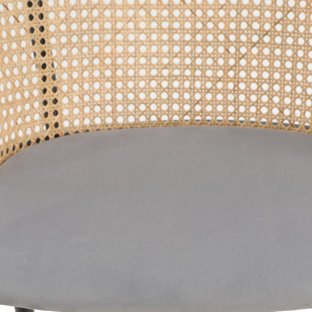 Ervilla Mid-Century Modern Wicker Bar Stool in Grey. Picture 11