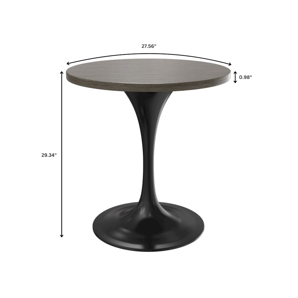 Verve Collection 27 Round Dining Table, Black Base with Dark Maple MDF Top. Picture 12