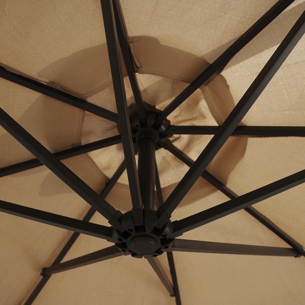 Outdoor 10 Ft Offset Cantilever Hanging Patio Umbrella With Solar Powered LED. Picture 4