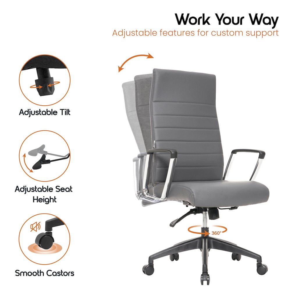 Hilton Modern High-Back Leather Office Chair. Picture 13