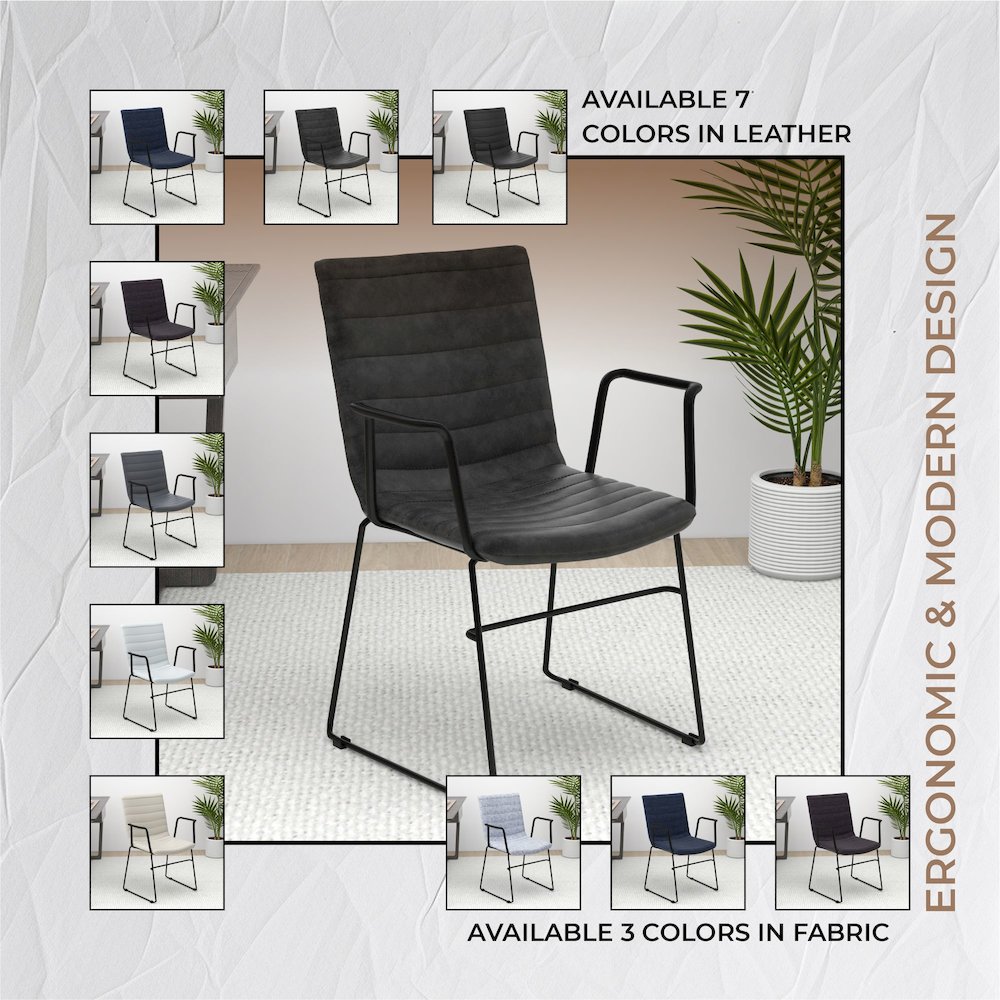 Zylar Series Office Guest Arm Chair in Charcoal Leather. Picture 17