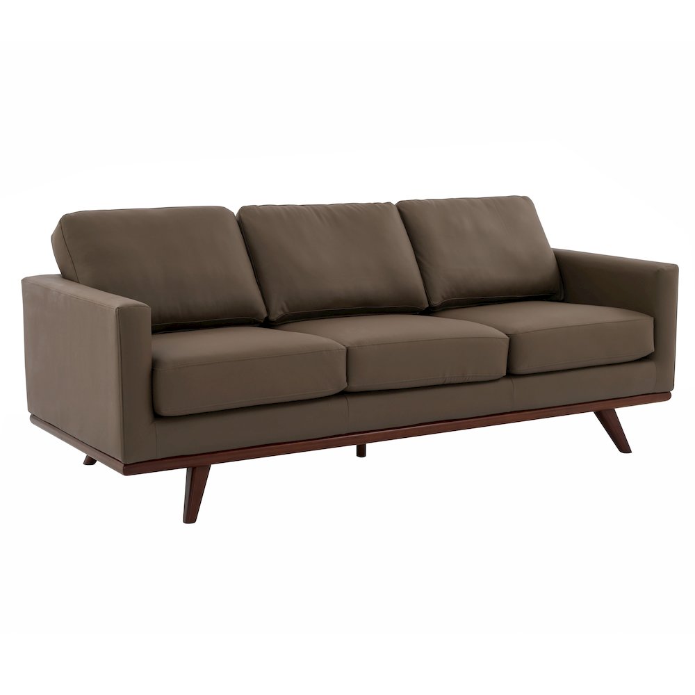 Chester Modern Faux Sofa in Taupe Leather. Picture 2