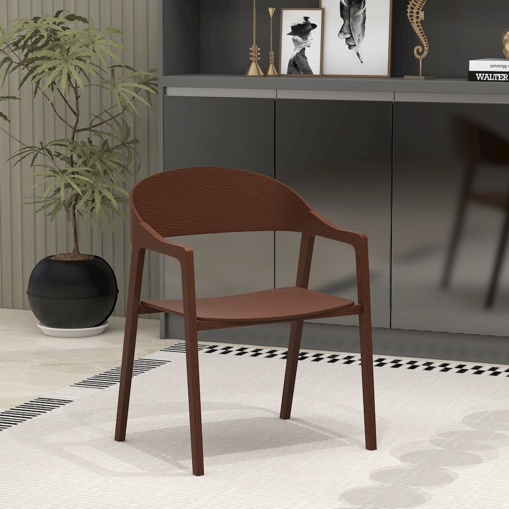 Rivo Collection Elegant Dining Chair in Dark Brown Wood. Picture 2