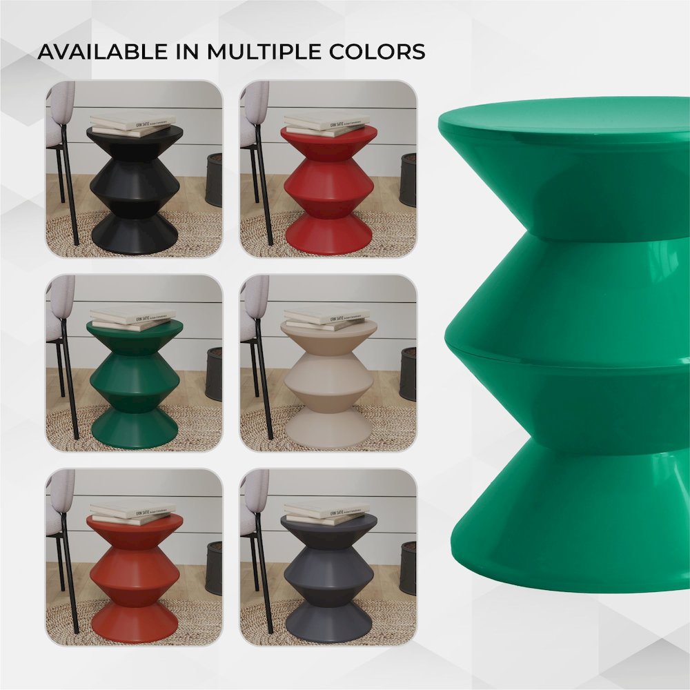 Aura Modern Plastic Side End Table, Indoor/Outdoor Use, Green. Picture 3