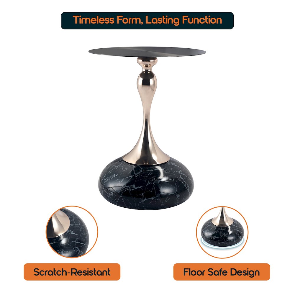 Savoy Collection Modern End Table In Stone Black. Picture 23