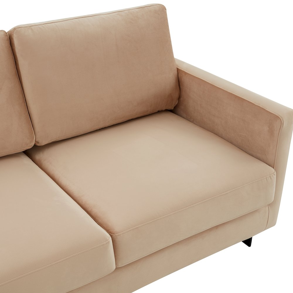Lincoln Beige Velvet Sofa With Black Frame. Picture 10