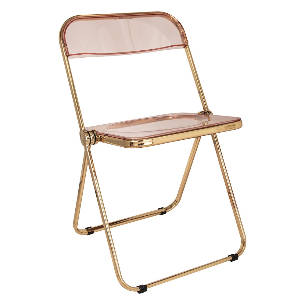 Lawrence Acrylic Folding Chair With Gold Metal Frame. Picture 2