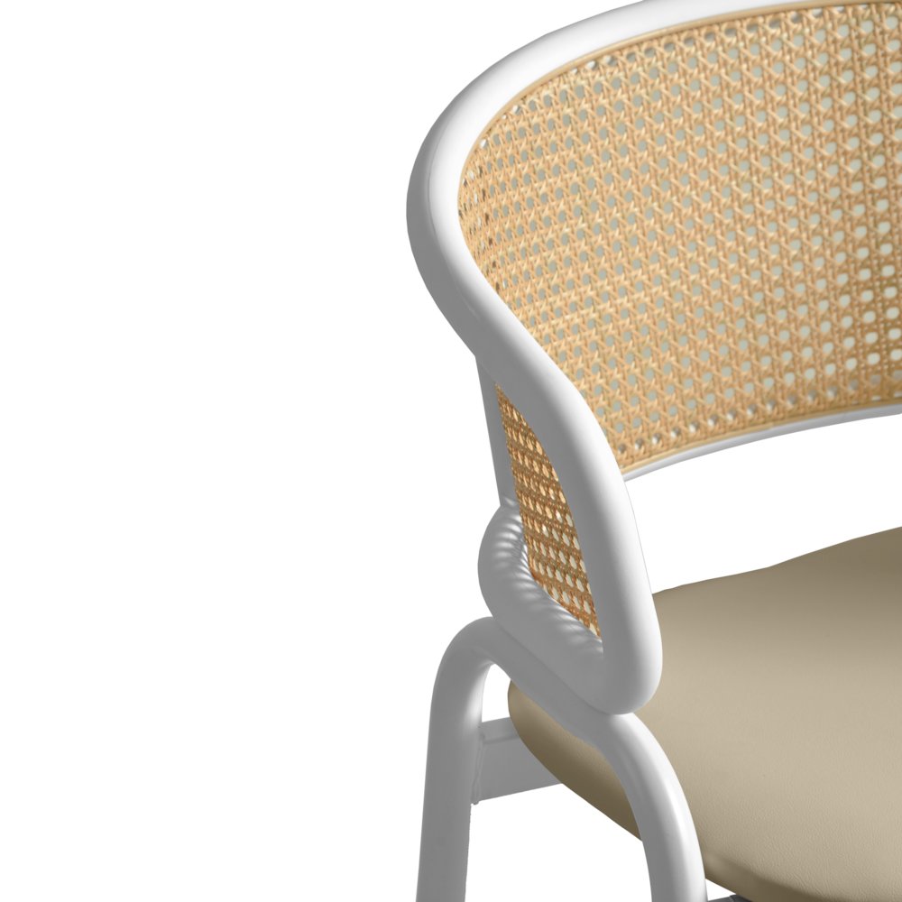 Ervilla - Dining Chair - White frame in Taupe Leather. Picture 12
