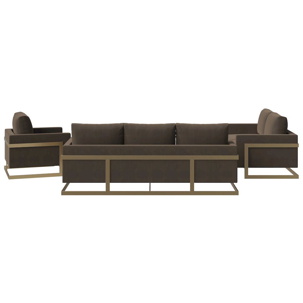 Lincoln 3-Piece Velvet Living Room Sofa Set With Gold Frame. Picture 4