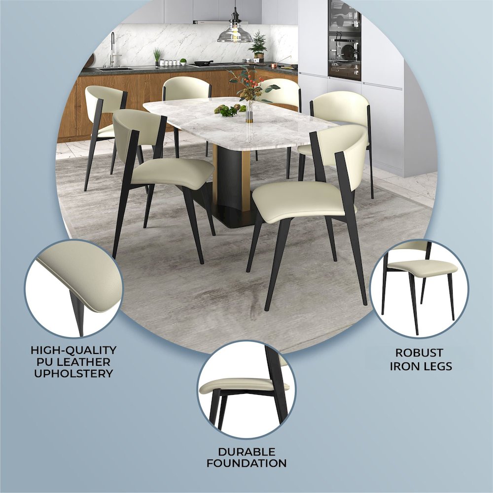 Aspen Collection Modern Dining Chair Black Frame in Light Grey Set of 4. Picture 5