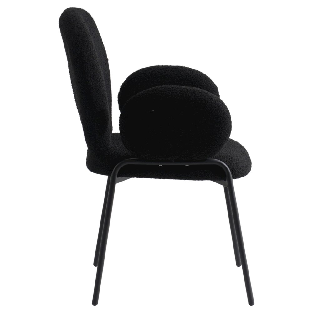 Celestial Series Boucle Dining Arm Chair, Black Frame with Black Fabric Set of 2. Picture 4