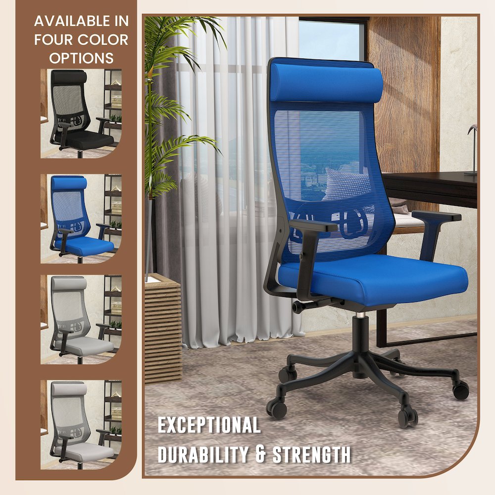Benmar Home Leather Guest Office Chair in Charcoal. Picture 100