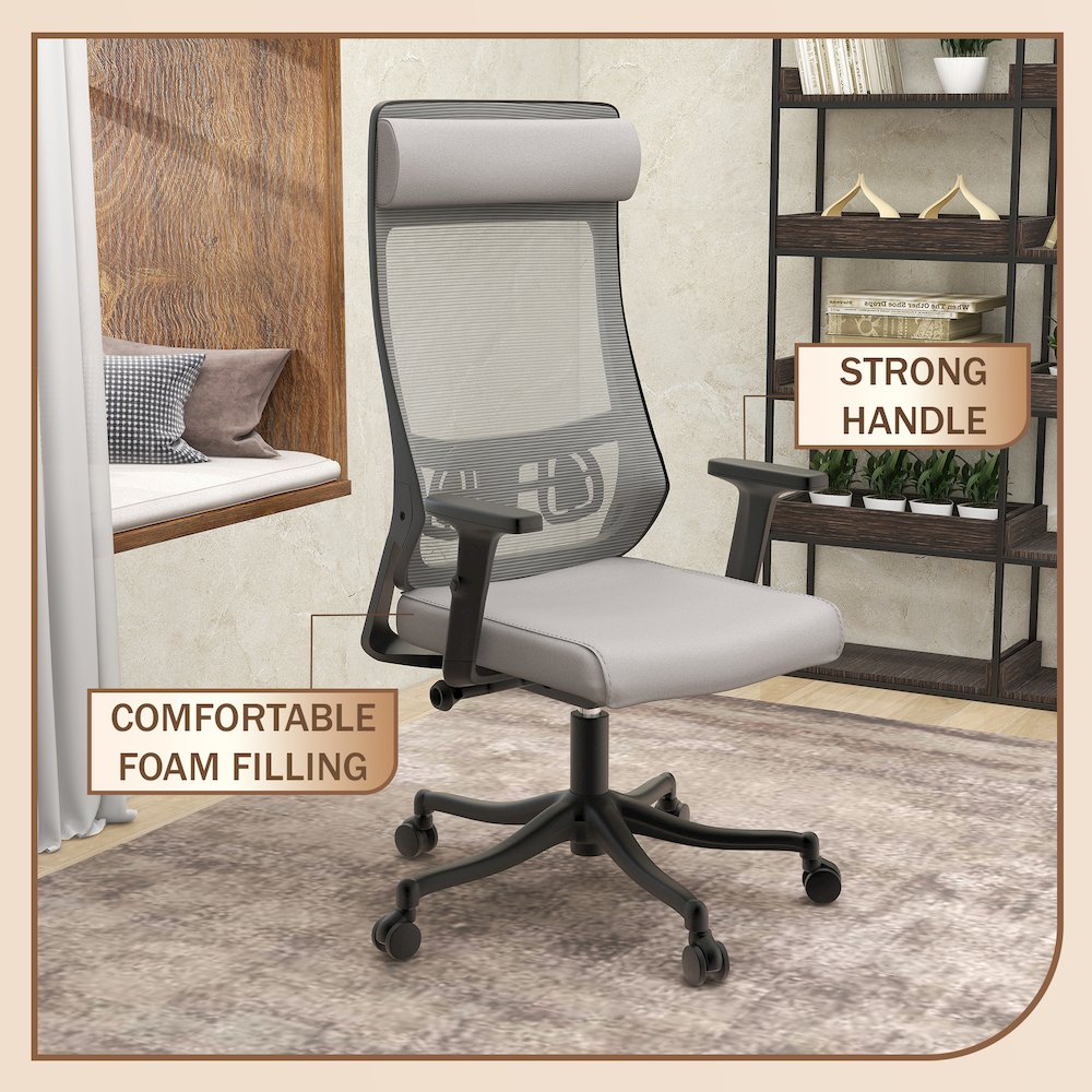 Benmar Home Leather Guest Office Chair in Charcoal. Picture 239