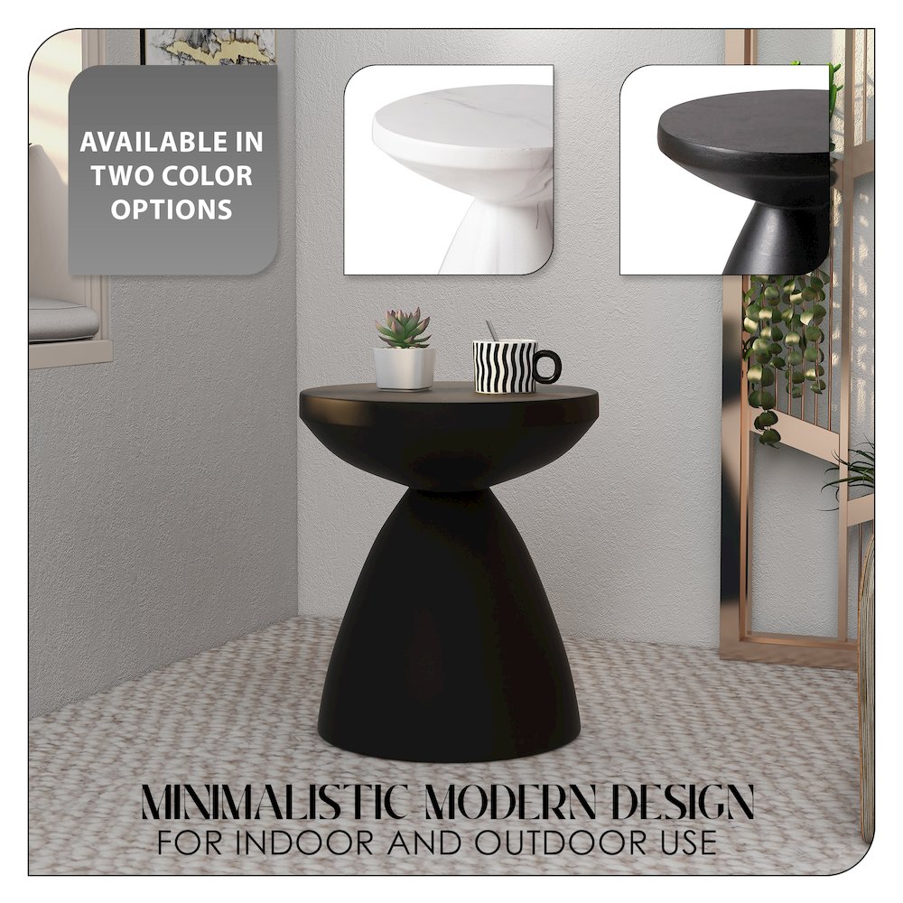 Dune Collection Fiberglass Outdoor Side Table in Black. Picture 24