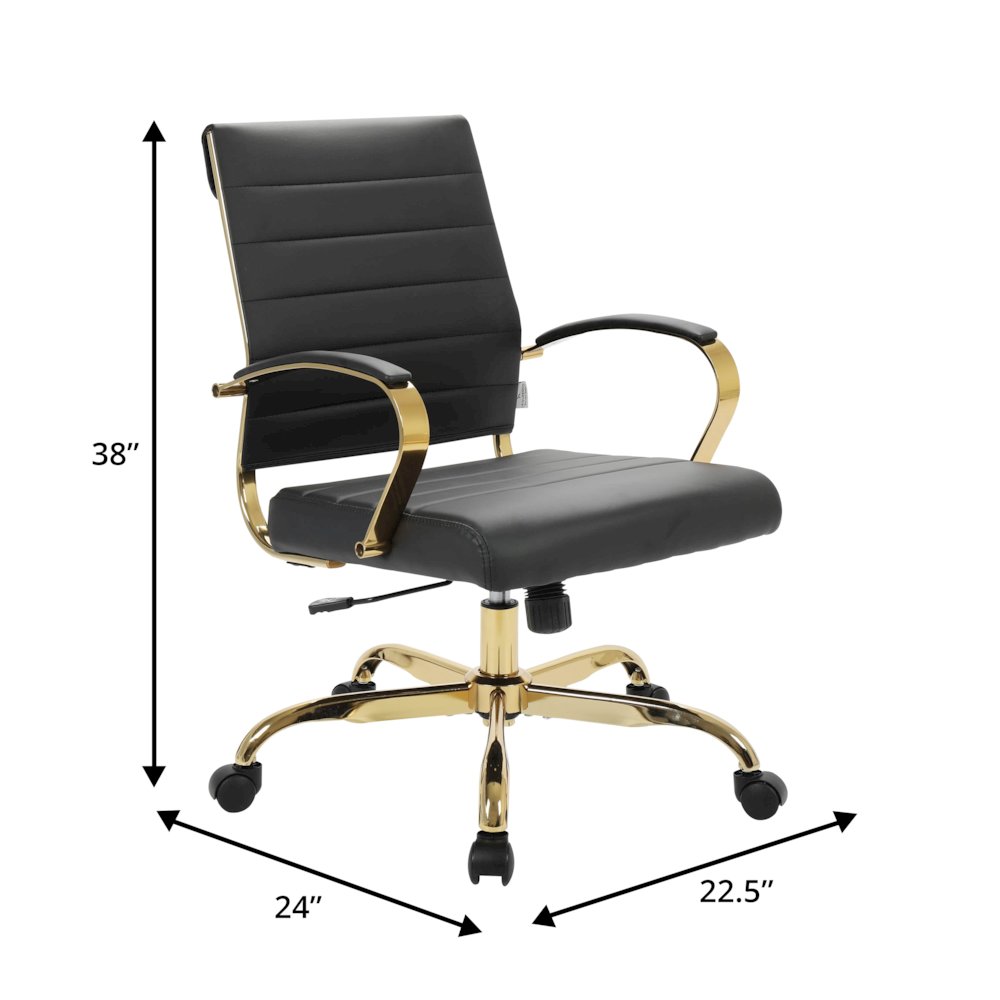 Benmar Home Leather Office Chair With Gold Frame. Picture 11