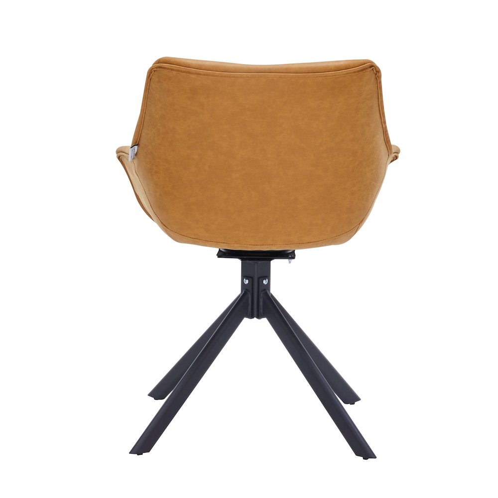 Markley Modern Leather Dining Swival Arm Chair in Light Brown. Picture 10