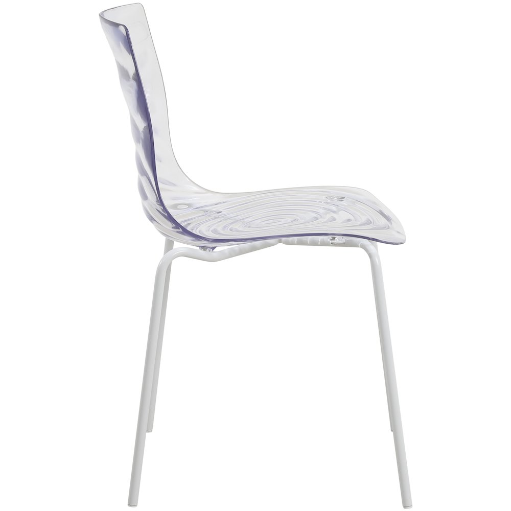Astor Water Ripple Design Dining Chair in White Base Clear Seat Set of 2. Picture 10