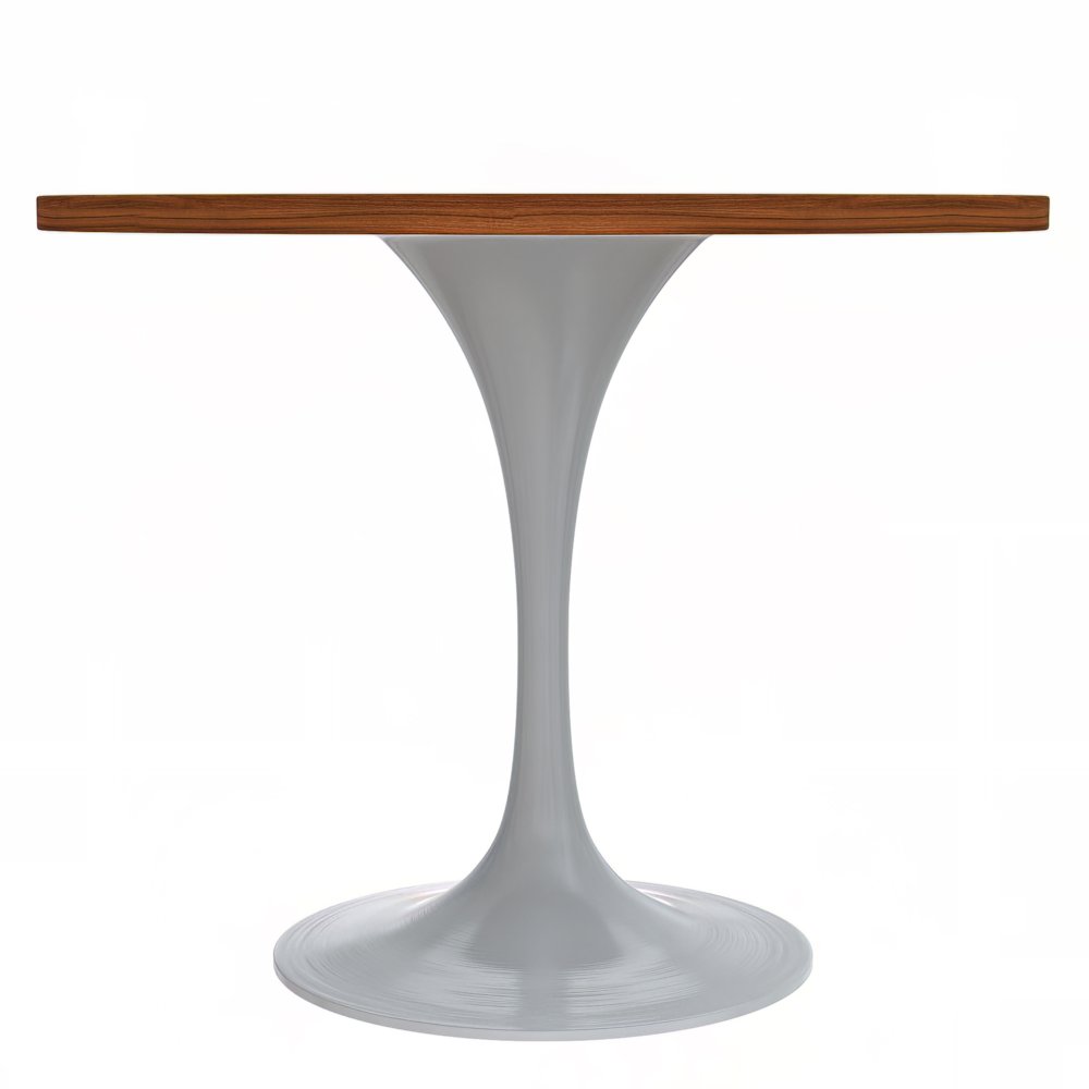 Verve Collection 36 Round Dining Table, White Base with Cognac Brown MDF Top. Picture 4