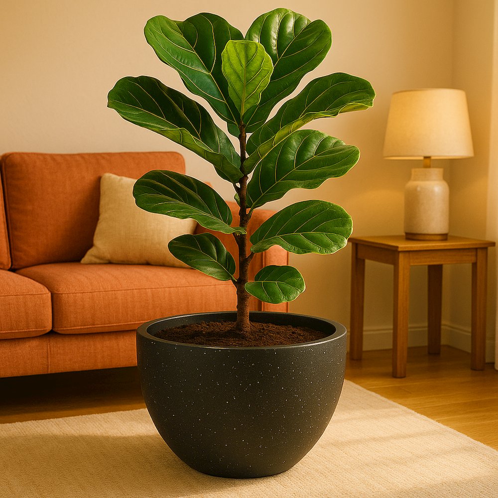 Iris Fiberstone Planter in Black 12 Dia. Picture 8