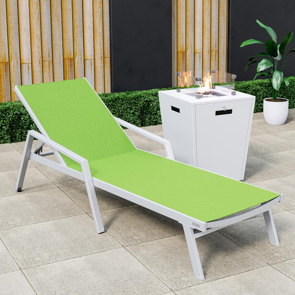 White Aluminum Outdoor Patio Chaise Lounge Chair With Arms. Picture 21
