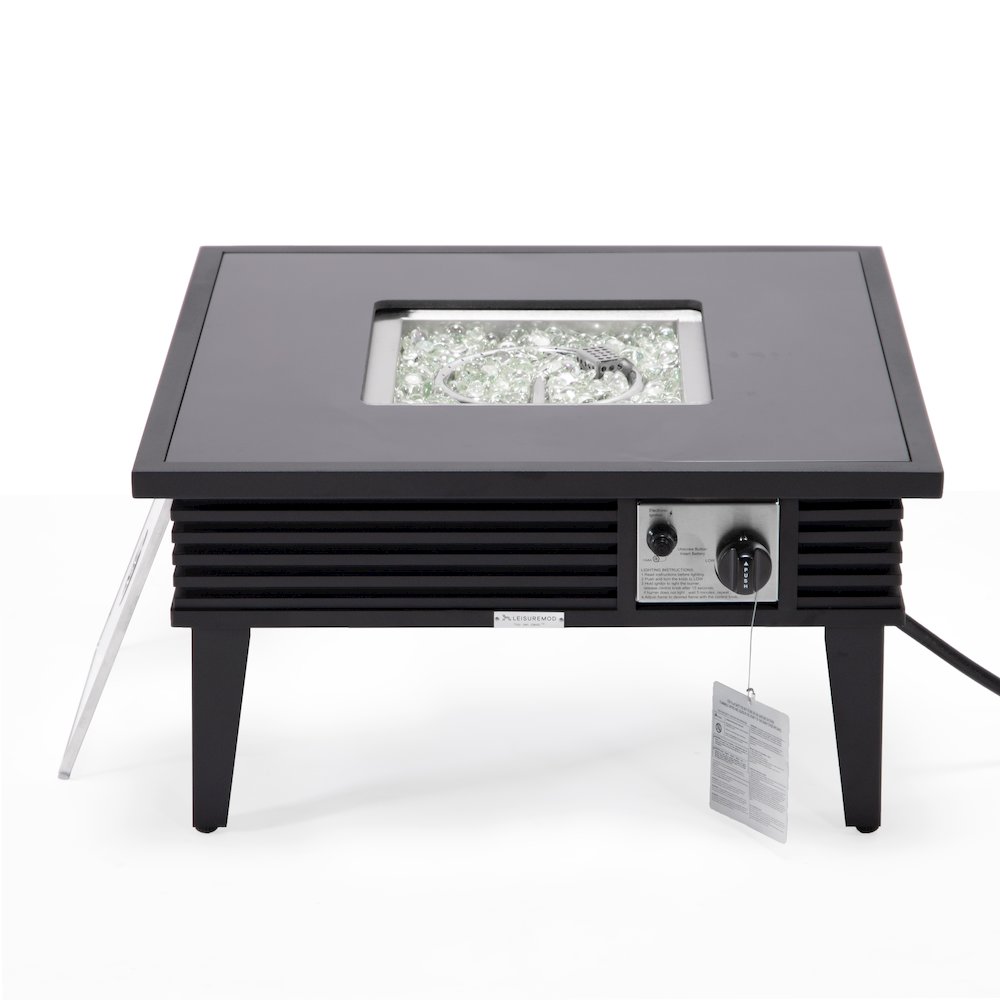 Walbrooke Outdoor Patio Aluminum Square Slats Design Fire Pit Side Table. Picture 6