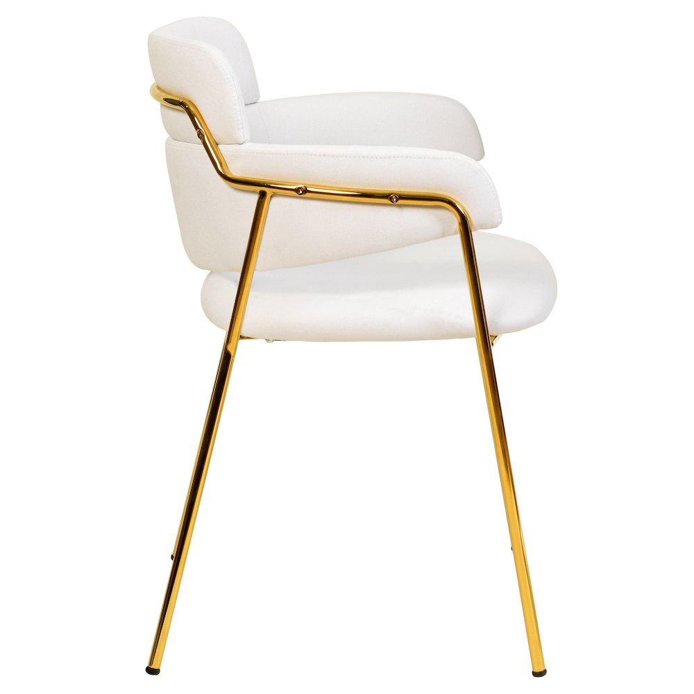 Axis Collection Modern Gold Dining Chair in White - Set of 2. Picture 8