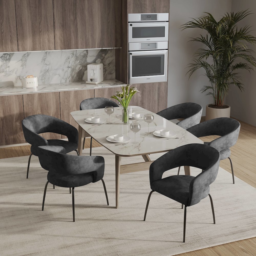 Gavin Series Modern Chair Black Frame in Charcoal Set of 4. Picture 10