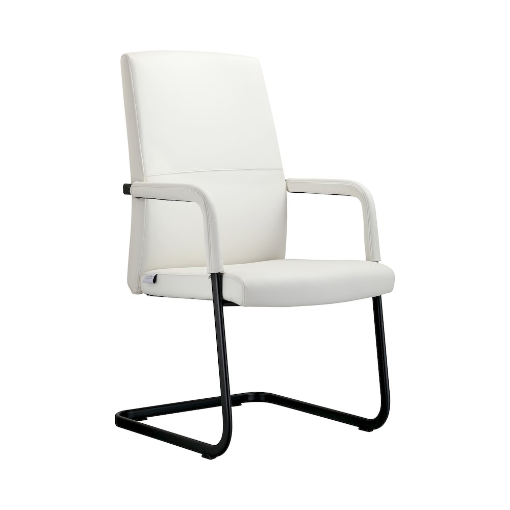 Evander Office Guest Chair in White Leather. Picture 5