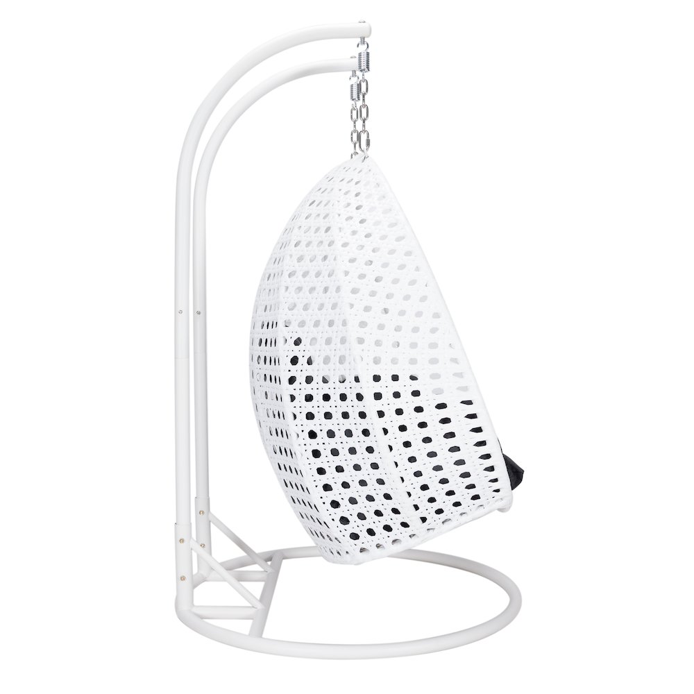 White Wicker Hanging 2 person Egg Swing Chair. Picture 6