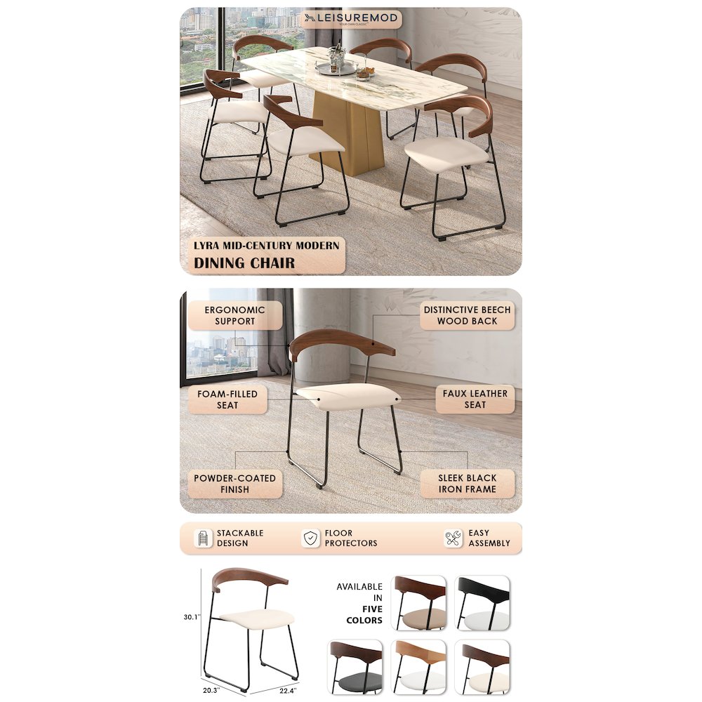 Lyra Collection Modern Chair in Walnut Color back and Taupe Seat. Picture 7
