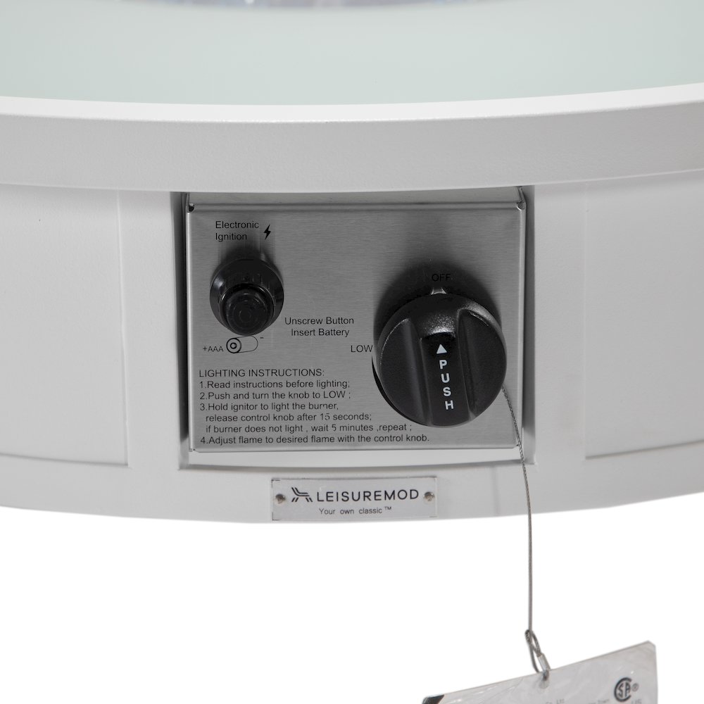 Walbrooke Patio Round Fire Pit and Tank Holder in White. Picture 12