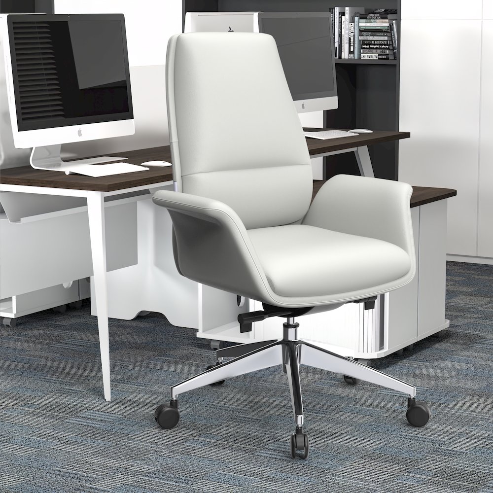 Summit Series Office Chair In White Leather. Picture 9