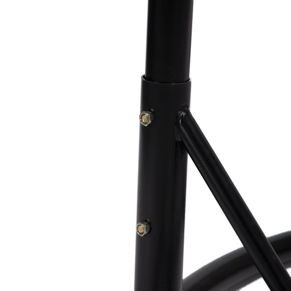 LeisureMod MendozaWicker Hanging 2 person Egg Swing Chair in Charcoal Blue. Picture 8