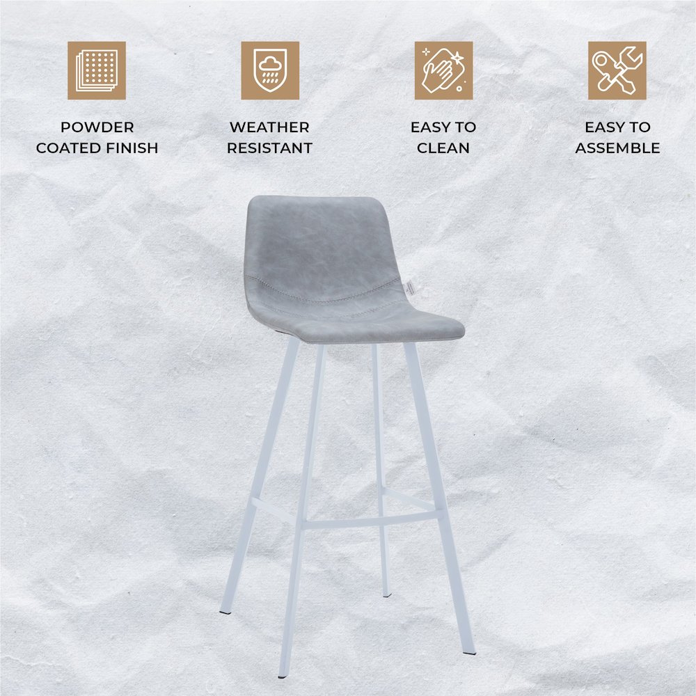 Elland - Bar stool -Light Grey- White Base Set of 2. Picture 9