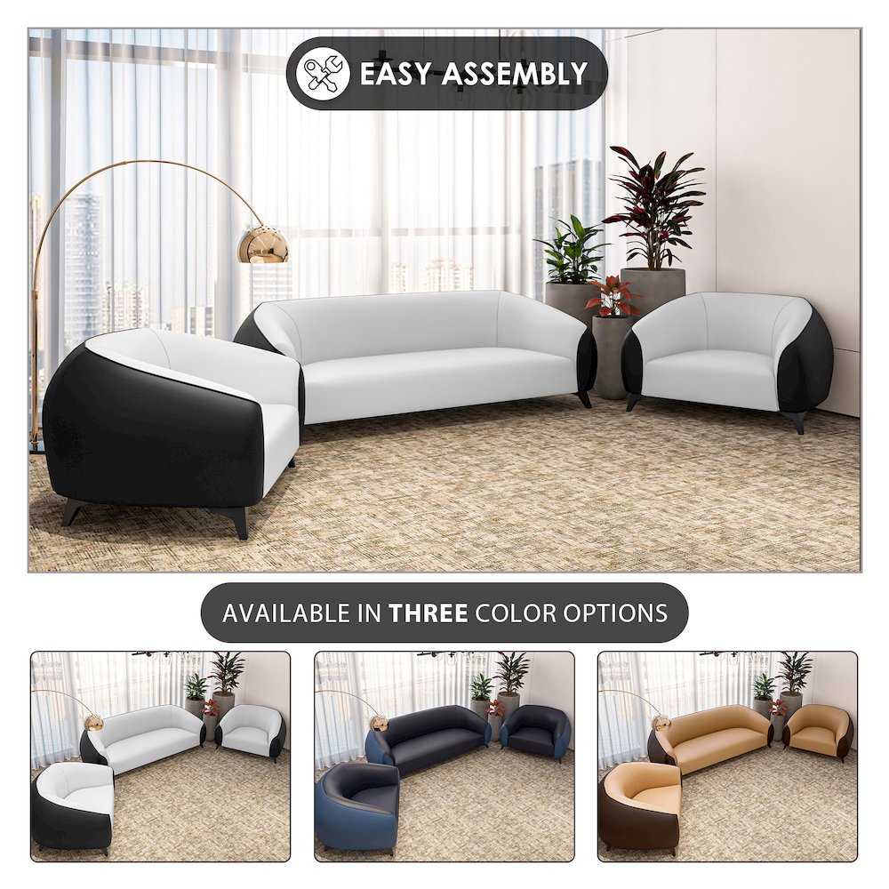 Opula Collection Sofa Set, 2 Single Seaters, and 3 seater In Black\White. Picture 4