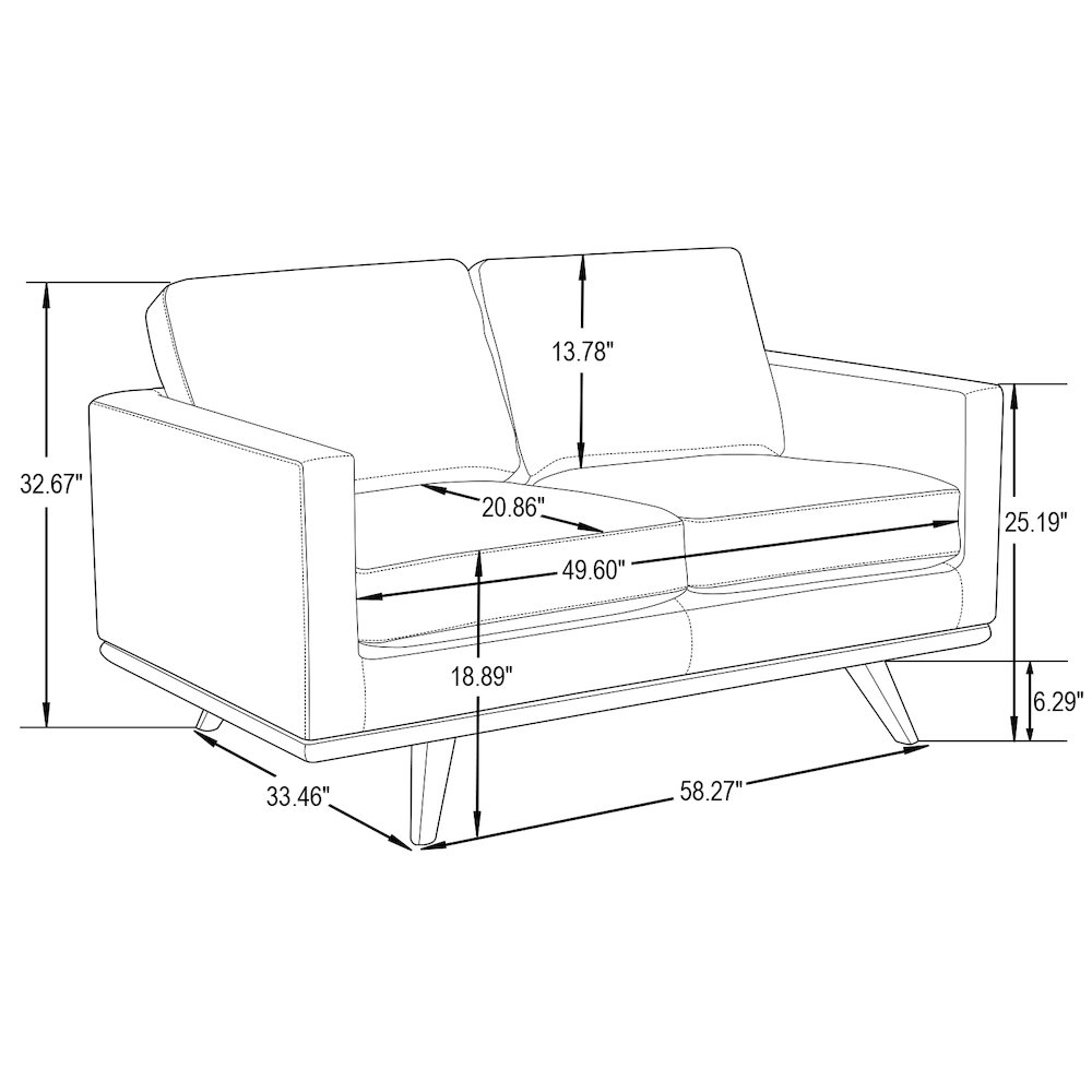 Chester Modern Leather Loveseat With Birch Wood Base. Picture 12