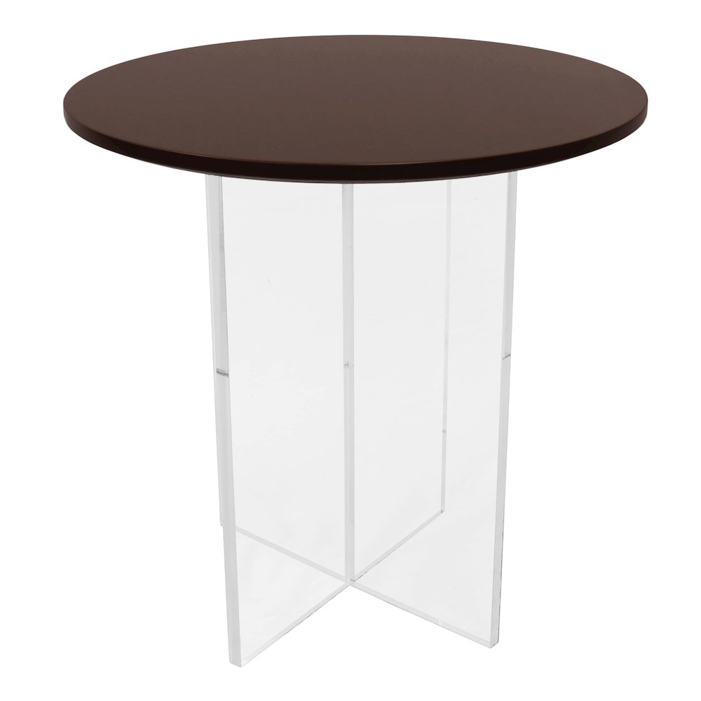 Valore Collection 20" Acrylic Side Table With Walnut Top. Picture 1