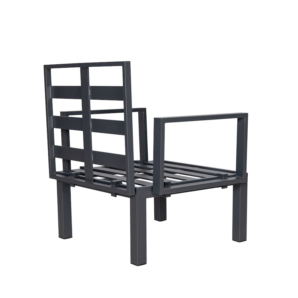 Chelsea 7-Piece Patio Sectional And Fire Pit Table Black Aluminum With Cushions. Picture 9
