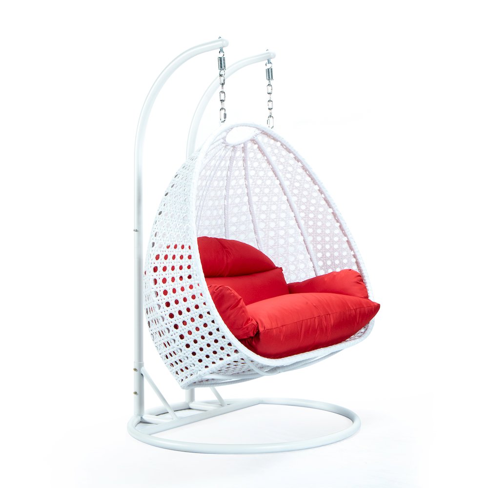 White Wicker Hanging 2 person Egg Swing Chair. Picture 6